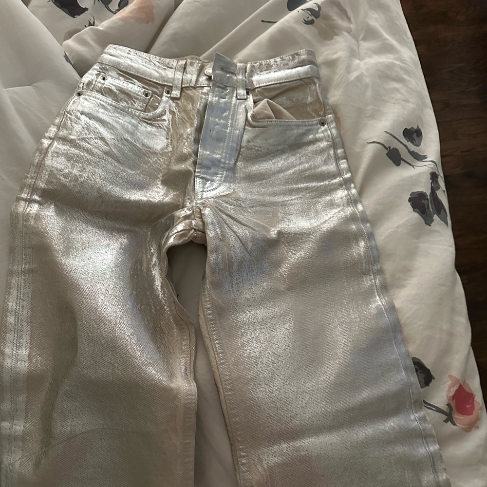 Cool metallic wide leg pants